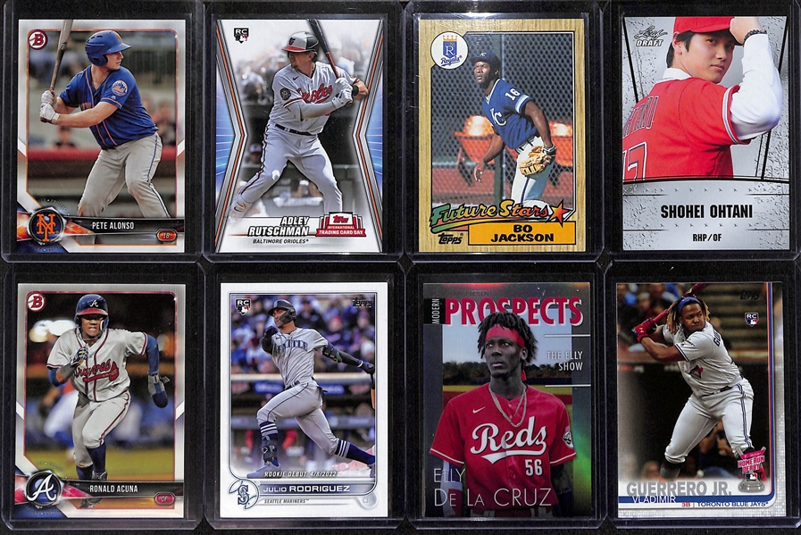 Over 175 Baseball Rookie Cards (Most from the Past 35 Years) Inc. Shohei Ohtani, Bo Jackson, Rutschman, Elly De La Cruz, Alonso, Julio Rodriguez, Ronald Acuna, Vlad. Guerrero Jr,. F. Thomas, Utley,...