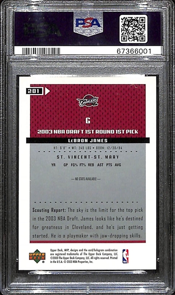 2003-04 Upper Deck MVP Lebron James #201 Rookie Card Graded PSA 10 Gem Mint