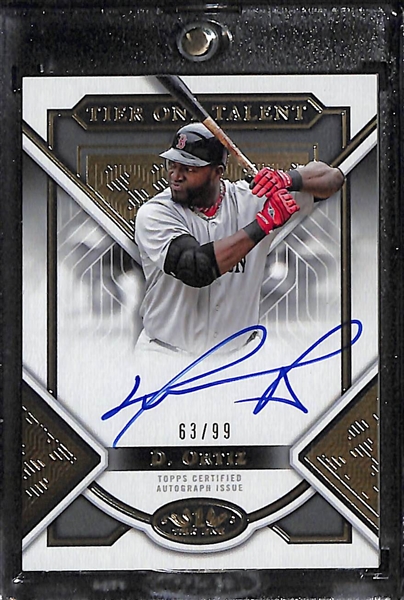 (3) 2023 Topps Tier One Retired Player Autographs - David Ortiz (#/99), Andy Pettitte (#/149), Cecil Fielder (#/249)