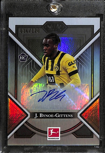 (2) 2022-23 Topps Tier One Bundesliga Soccer Autographs - Jamie Bynoe-Gittens Rookie (#/120), Wataru Endo (#/50)