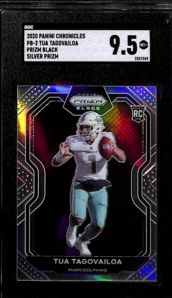 (3) SGC Graded Tua Tagovailoa Rookie Cards - 2020 Select Silver (SGC 10), 2020 Chronicles Prizm Black Silver (SGC 9.5), 2020 Chronicles Clear Vision (SGC 10)