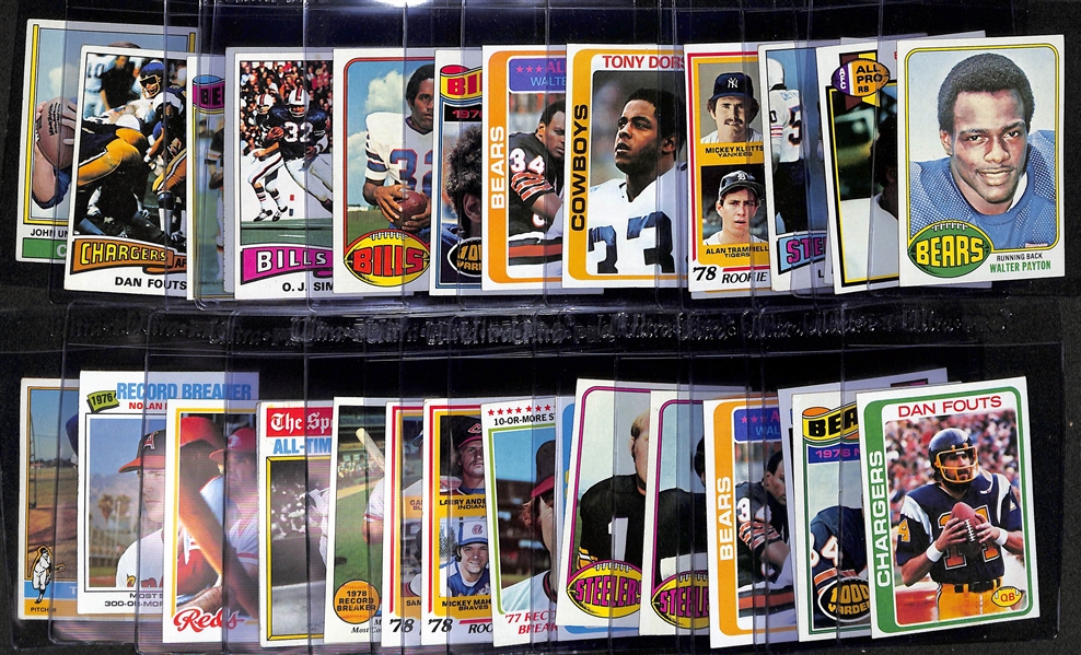 5-Row Box (Over 3,000 Cards) of Baseball & Football Cards - Mostly 1970s & Early 1980s Inc. Rookies of Walter Payton, Molitor, Swann, Largent, (2) Dorsett, & Many Stars 