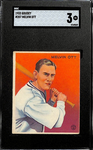 1933 Goudey #207 Melvin Ott Graded SGC 3