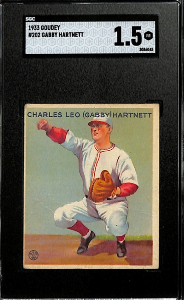 1933 Goudey #202 Gabby Hartnett Graded SGC 1.5