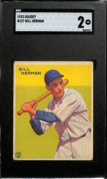 1933 Goudey #227 Bill Herman Graded SGC 2