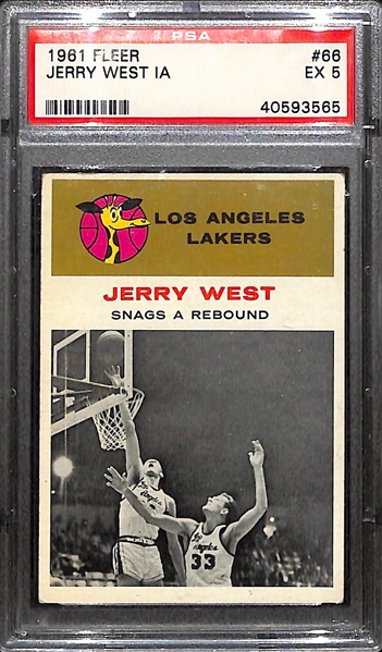 1961-62 Fleer Jerry West #66 In Action Rookie Card Graded PSA 5