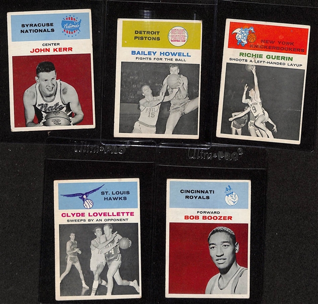 Lot of (7) 1961-62 Fleer Basketball Rookie Cards inc. Oscar Robertson In Action (PSA 4), Dolph Schayes In Action (PSA 4), + 