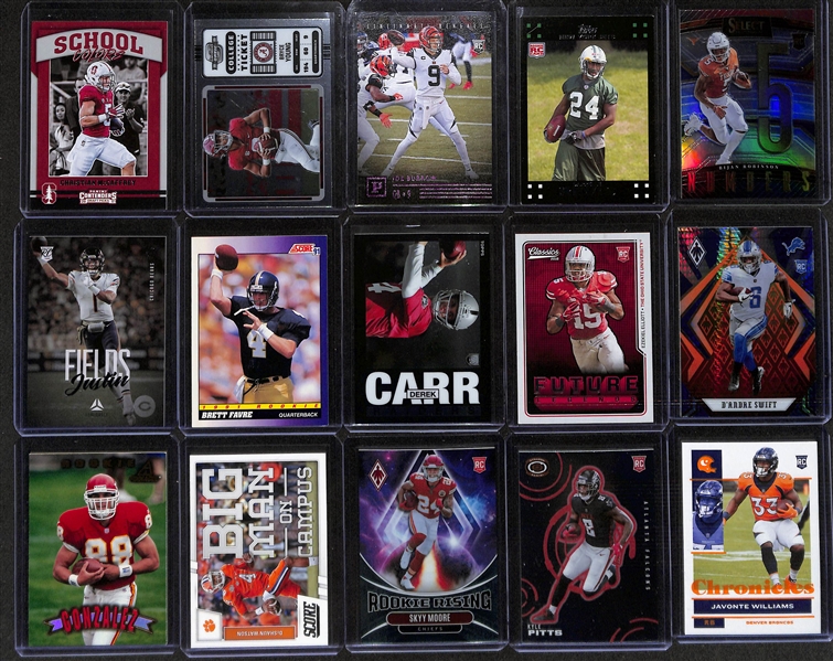 Lot of Approx (200) Football Rookie Cards inc. Christian McCaffrey, Bryce Young, Joe Burrow, Darrelle Revis, Bijan Robinson,+