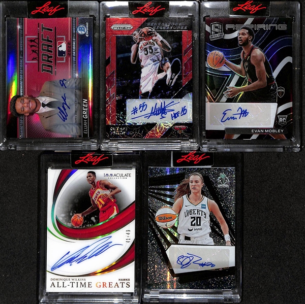 Lot of (7) Autograph Sports Cards inc. 2021-22 Revolution WNBA Sabrina Ionescu, 2018-19 Immaculate Dominque Wilkins (#/49), +