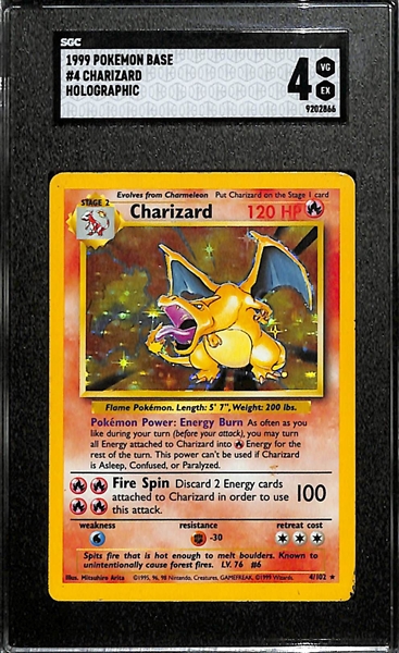 1999 Pokemon Base Set Charizard Holo Graded SGC 4