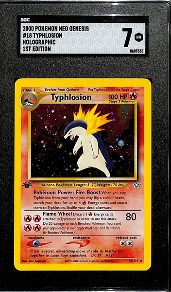 2000 Pokemon Neo Genesis 1st Edition Typhlosion Holo Graded SGC 7