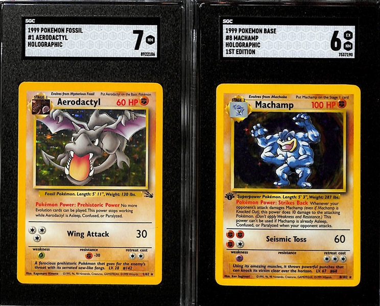 Lot of (6) SGC Graded 1990s-2020s Pokemon Cards inc. 1999 Base Set Blastoise Holo (SGC 6), 2000 Team Rocket Dark Blastoise (SGC 8),+