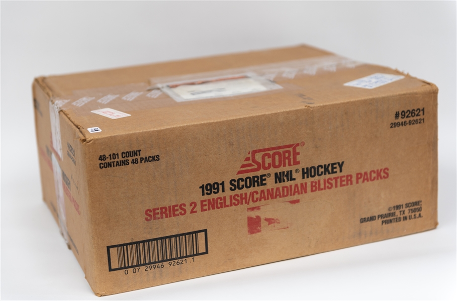 1991-92 Score NHL Hockey Series 2 English/Canadian Sealed Blister Pack Sealed/Unopened Factory Case (48 Packs)