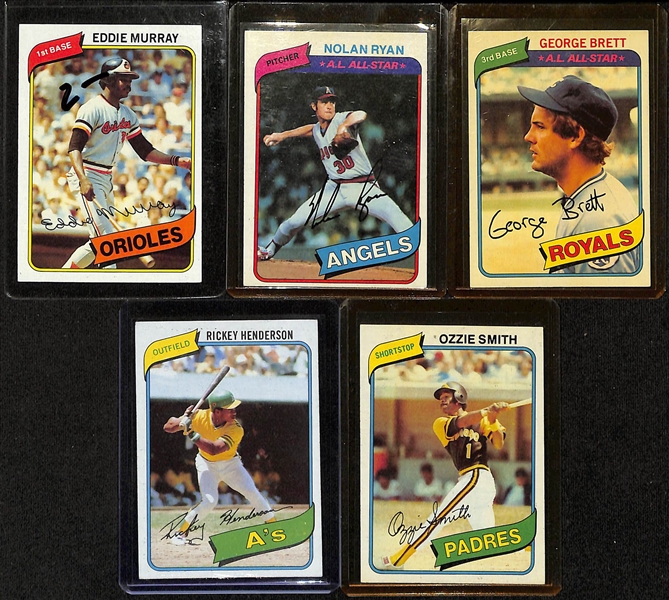 Lot of (3) Topps Baseball Complete Sets - 1978, 1979, 1980 (Eddie Murray, Ozzie Smith, Rickey Henderson Rookies)