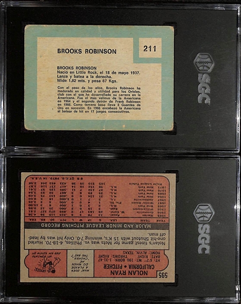 1967 Topps Venezuelan Brooks Robinson #211 (SGC 1) & 1972 Topps Nolan Ryan #595 (SGC 4)