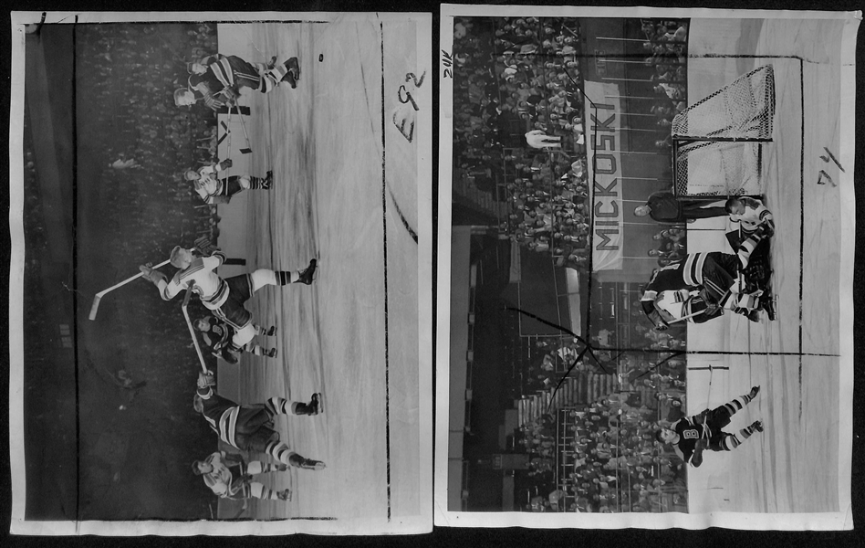 RARE Lot of (11) 1955-56 NHL Hockey Type 1 Press/Wire Photos w. Primarily Rangers w. Many Stars