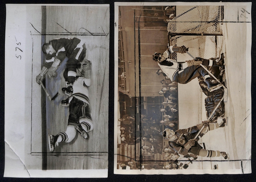 RARE Lot of (11) 1955-56 NHL Hockey Type 1 Press/Wire Photos w. Primarily Rangers w. Many Stars