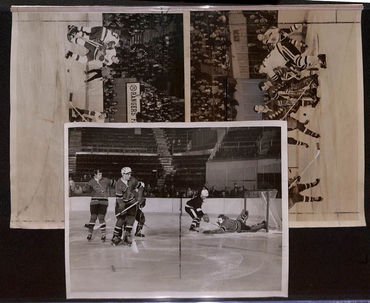 Lot of (25) 1967 NHL Hockey Type 1 Press/Wire Photos w. Mostly Rangers  w. Many Stars