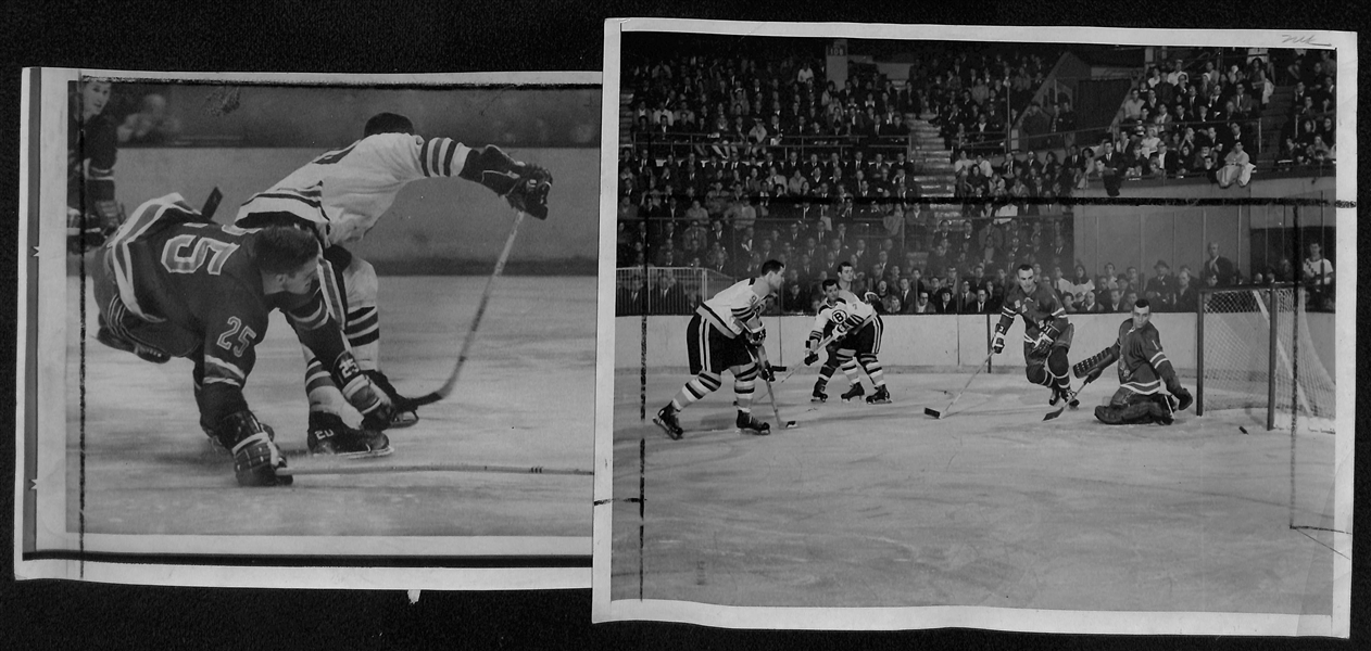 Lot of (25) 1967 NHL Hockey Type 1 Press/Wire Photos w. Mostly Rangers  w. Many Stars