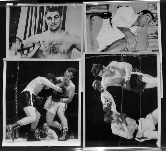 Lot of (16) 1953-54 Vintage Boxing Type 1 Press/Wire Photos w. Rocky Marciano