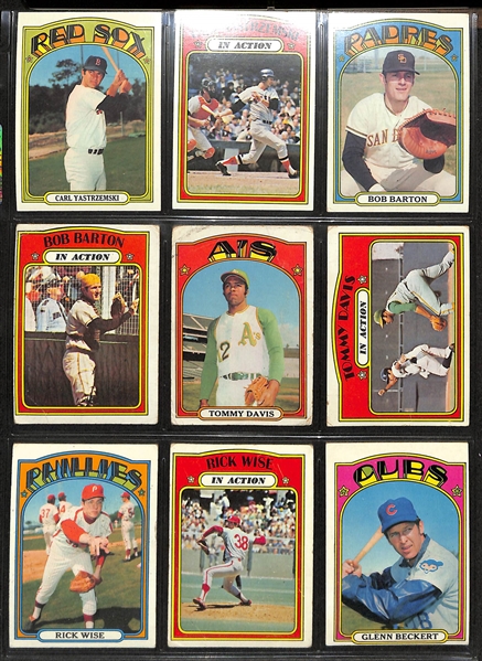 1972 Topps Baseball Partial Set - 608 of 787 Cards w. Aaron & Mays