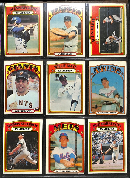 1972 Topps Baseball Partial Set - 608 of 787 Cards w. Aaron & Mays