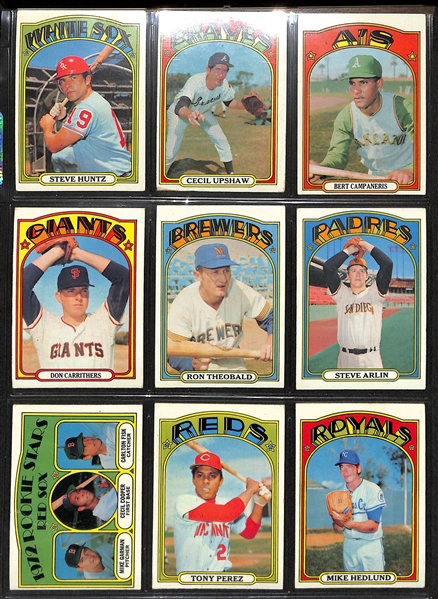 1972 Topps Baseball Partial Set - 608 of 787 Cards w. Aaron & Mays