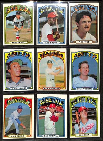 1972 Topps Baseball Partial Set - 608 of 787 Cards w. Aaron & Mays