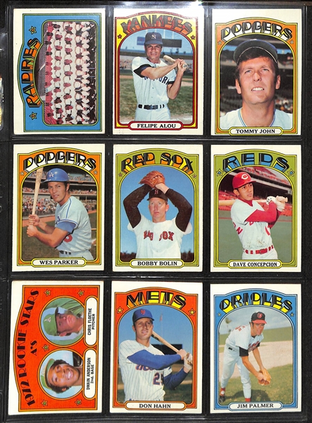 1972 Topps Baseball Partial Set - 608 of 787 Cards w. Aaron & Mays