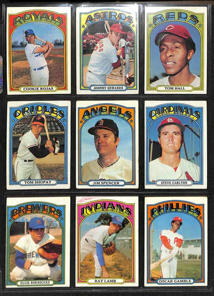 1972 Topps Baseball Partial Set - 608 of 787 Cards w. Aaron & Mays