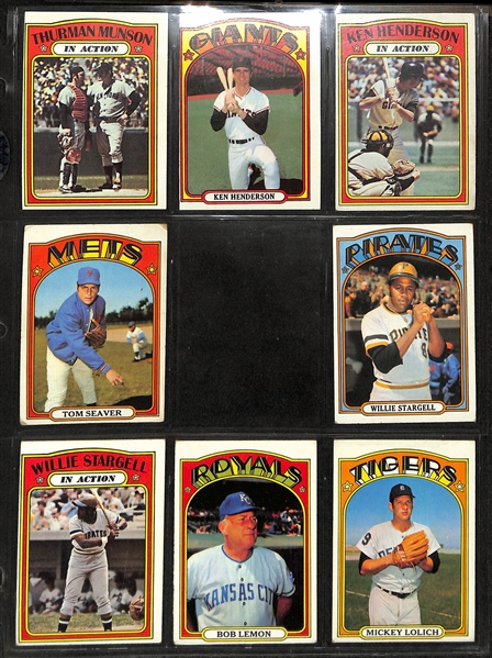 1972 Topps Baseball Partial Set - 608 of 787 Cards w. Aaron & Mays