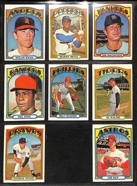 1972 Topps Baseball Partial Set - 608 of 787 Cards w. Aaron & Mays