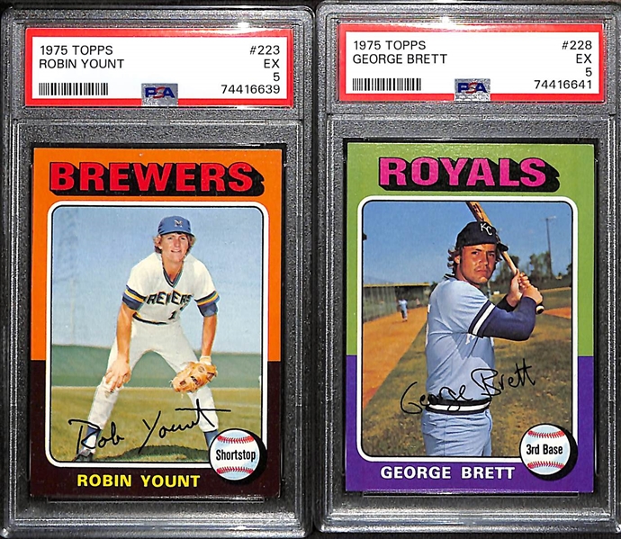 1975 Topps Baseball Near Complete Set (Missing 12 - All Commons) of 660 Cards w. George Brett PSA 5 & Yount PSA 5 