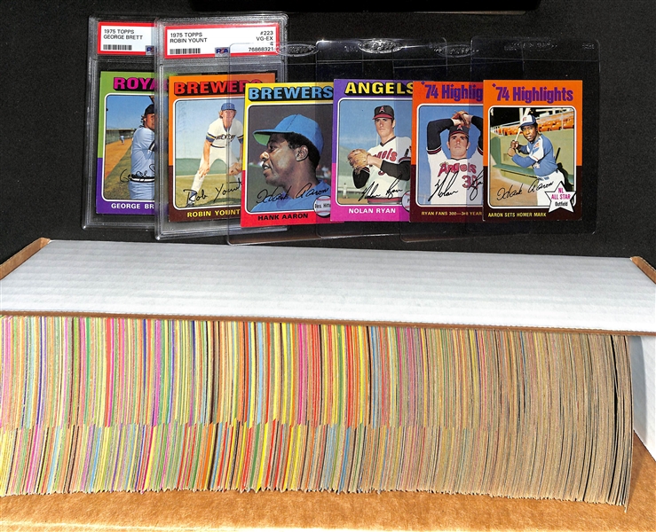 1975 Topps Baseball Set  - Missing 58 Cards - w. George Brett PSA 4 & Robin Yount PSA 4