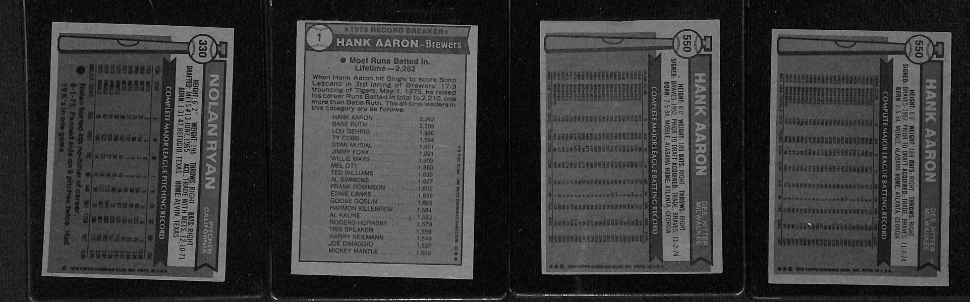 Lot of (2) 1976 Topps Baseball Partial Sets - Most Key Cards Included