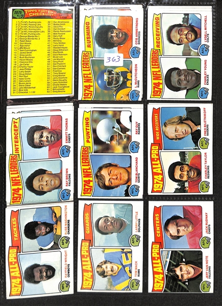 Lot of (350+) 1975 Topps Football Cards w. Lynn Swann & Rocky Bleier Rookie Cards