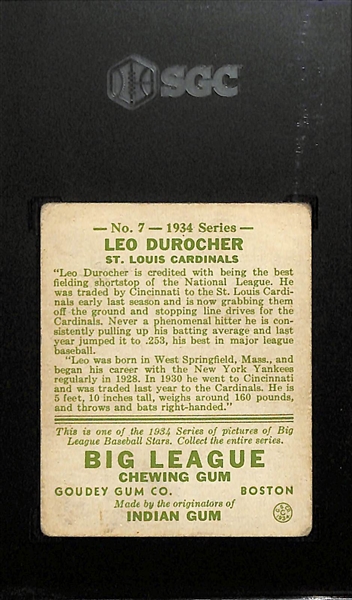 1934 Goudey #7 Leo Durocher Graded SGC 3