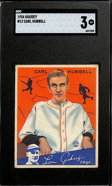 1934 Goudey #12 Carl Hubbell Graded SGC 3