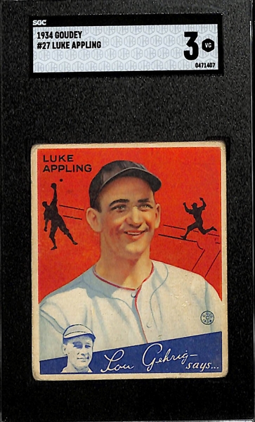 1934 Goudey #27 Luke Appling Graded SGC 3