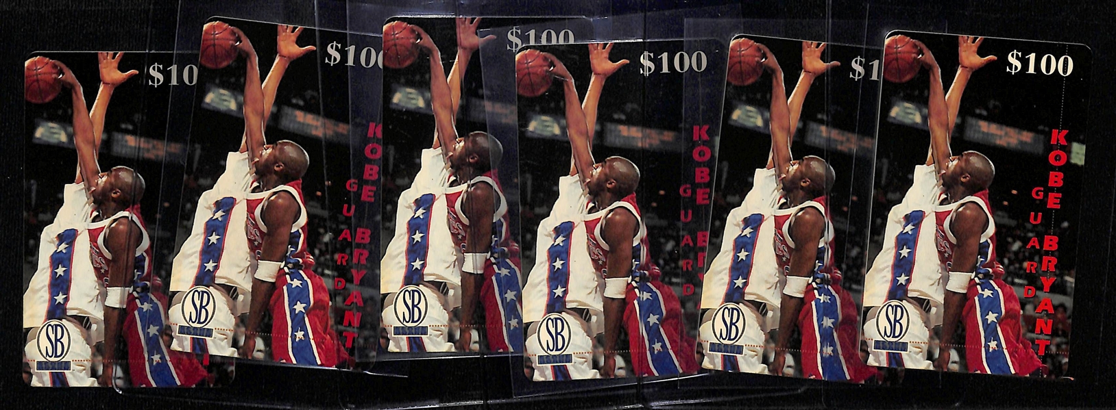 (6) RARE 1996-97 Score Board Kobe Bryant $100 Rookie Phone Cards