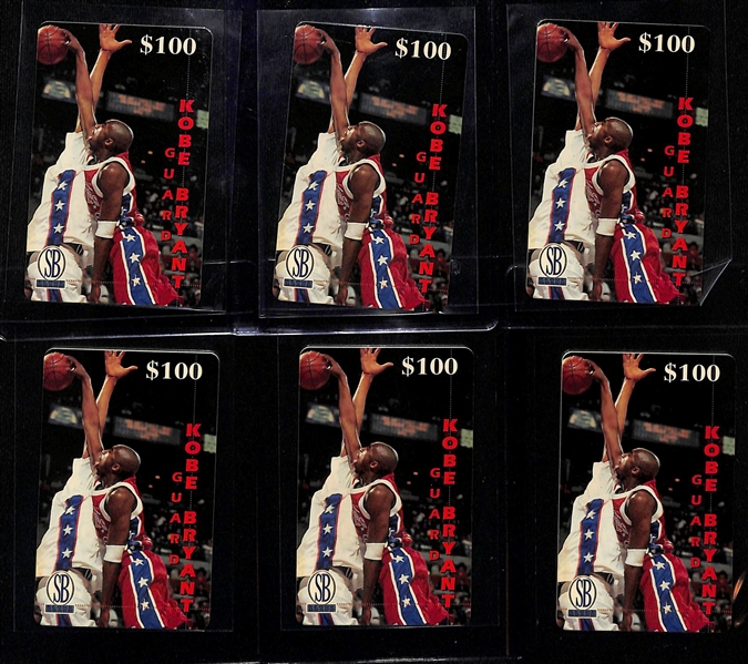 (6) RARE 1996-97 Score Board Kobe Bryant $100 Rookie Phone Cards