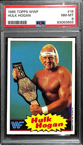 1985 Topps WWF Hulk Hogan #16 Rookie Card Graded PSA 8