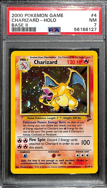 2000 Pokemon Base Set 2 Charizard Holo Graded PSA 7