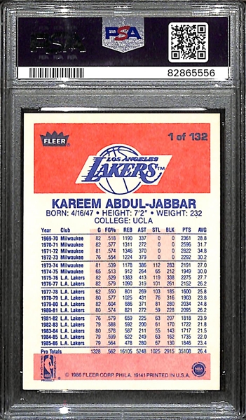 1986-87 Fleer Basketball Kareem Abdul-Jabbar Graded PSA 8