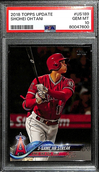 Lot of (2) PSA Graded 2018 Topps Update Shohei Ohtani Rookie Cards - #US189 (PSA 10), #US1 (PSA 9)