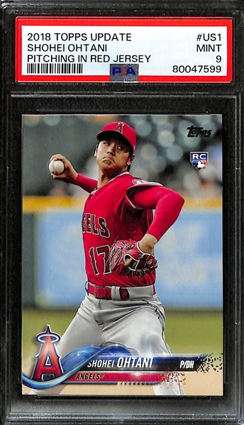 Lot of (2) PSA Graded 2018 Topps Update Shohei Ohtani Rookie Cards - #US189 (PSA 10), #US1 (PSA 9)