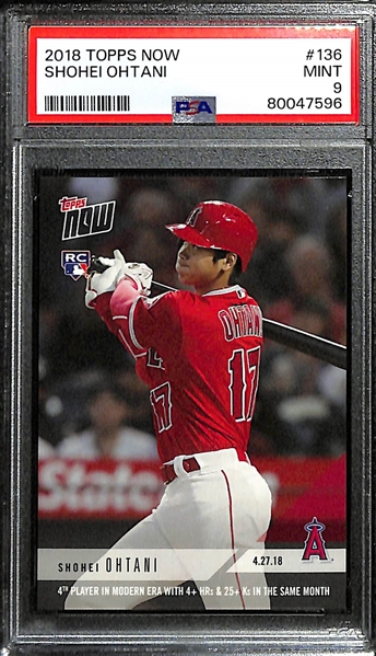 Lot of (2) PSA Graded Shohei Ohtani Rookie Cards - 2018 Topps Now (PSA 9), 2018 Bowman (PSA 9)