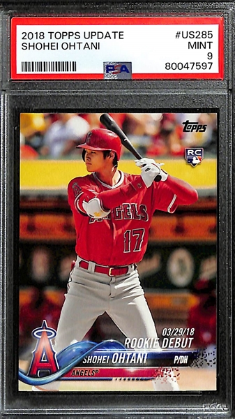 Lot of (2) PSA Graded 2018 Topps Shohei Ohtani Rookie Cards - Topps Update (PSA 9), Topps Team Set (PSA 9)