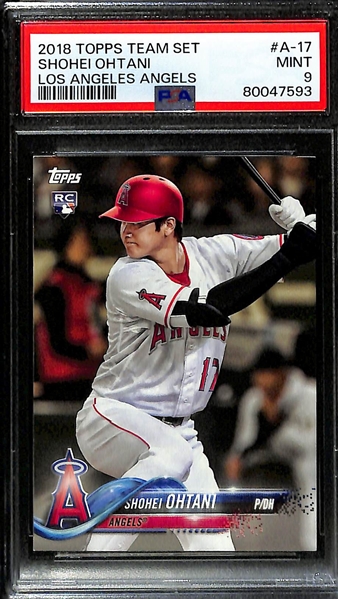 Lot of (2) PSA Graded 2018 Topps Shohei Ohtani Rookie Cards - Topps Update (PSA 9), Topps Team Set (PSA 9)