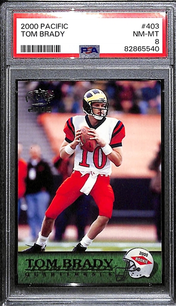 2000 Pacific Tom Brady Rookie Card Graded PSA 8